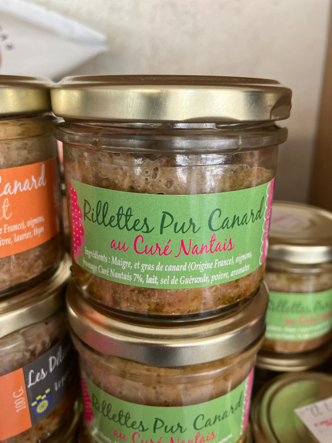 Rillettes pur canard au Carré Nantais, 100g, Les Délices du Petit Gué