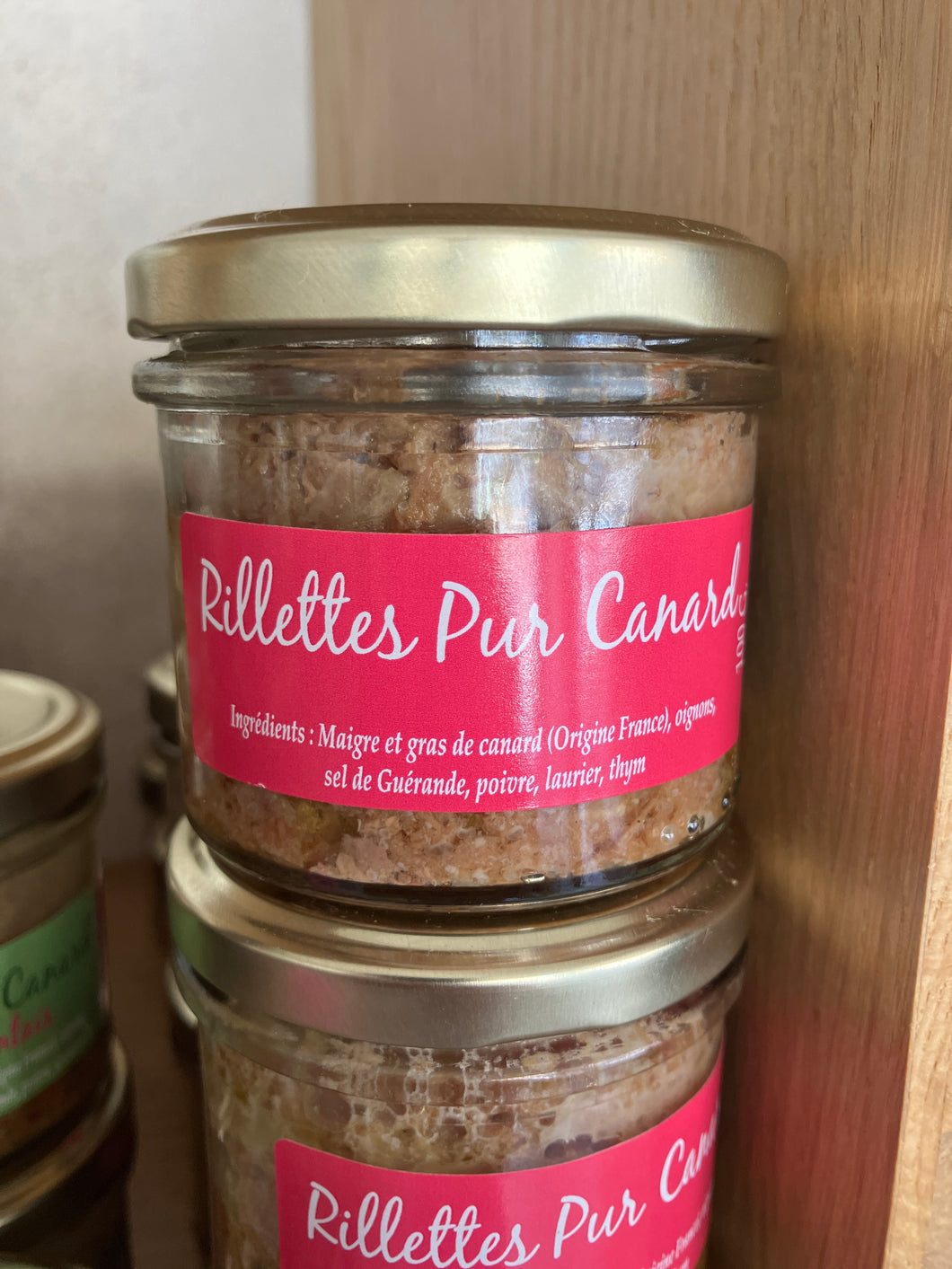 Rillettes pur canard nature, 100g, Les Délices du Petit Gué