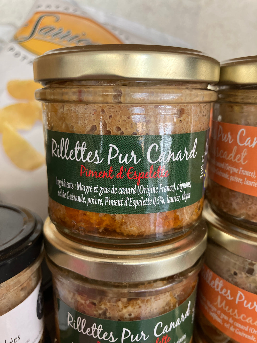 Rillettes pur canard au piment d’Espelette, 100g, Les Délices du Petit Gué