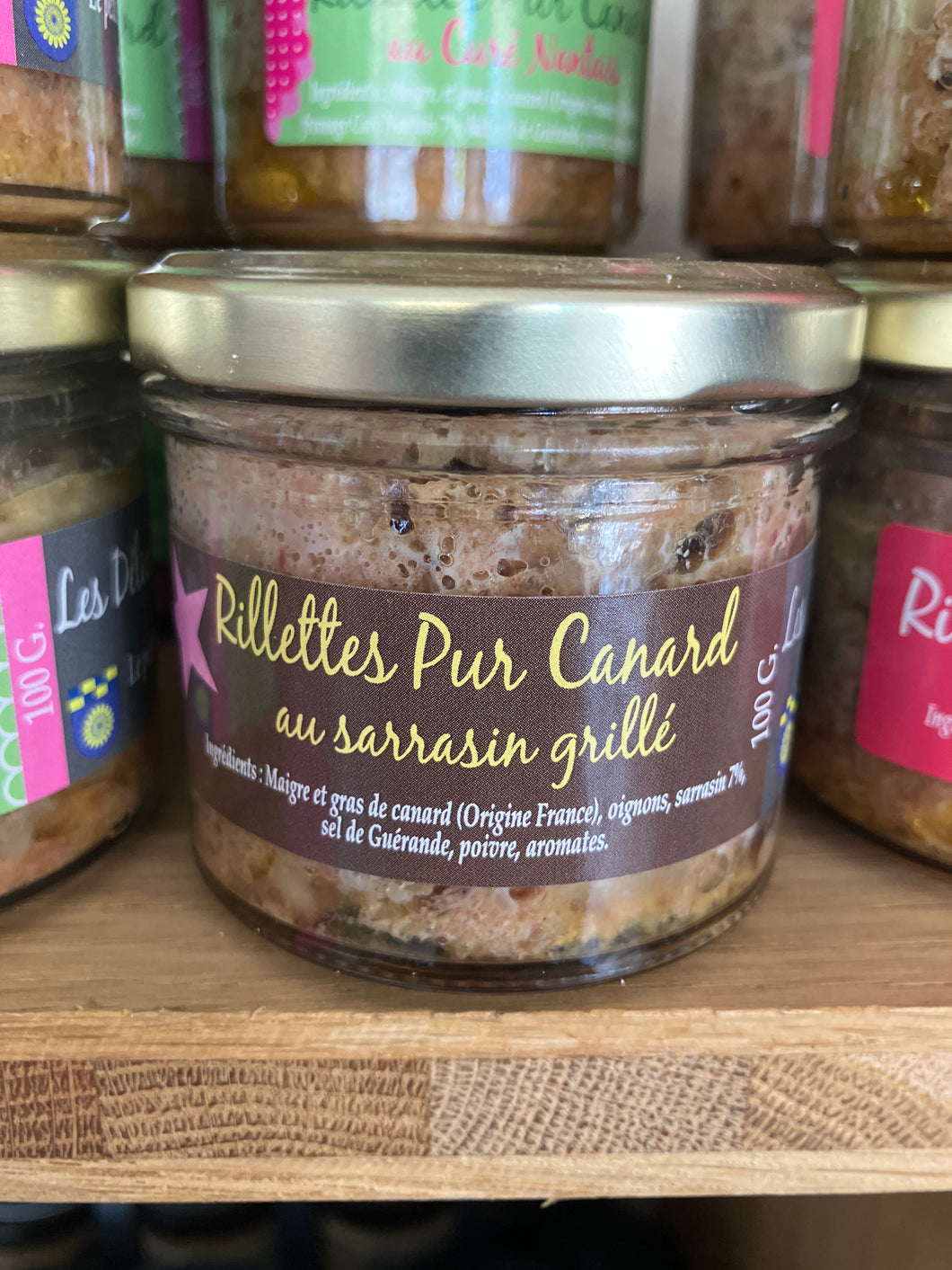 Rillettes pur canard au Sarrasin, 100g, Les Délices du Petit Gué